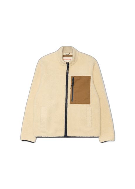 Short plush jacket with contrasting chest pocket revolution