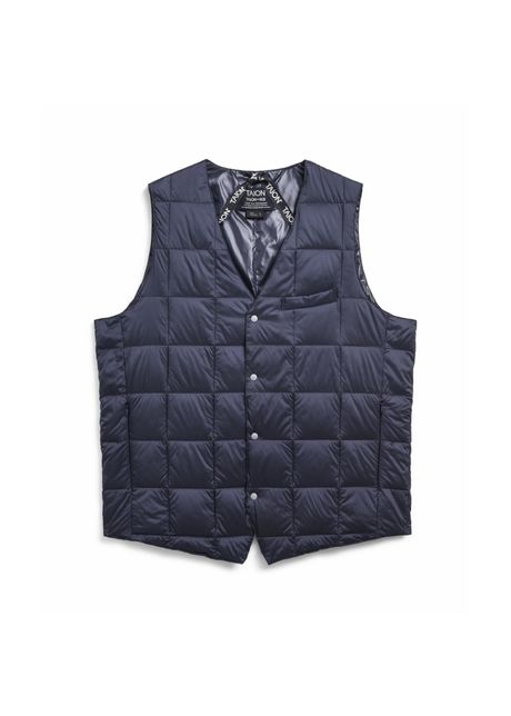 Sleeveless v neck basic button puffer jacket taion