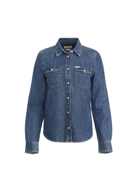 Slim fit long sleeve denim shirt for women guess