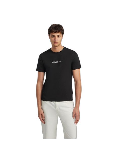 Slim fit t shirt with embroidered logo guess