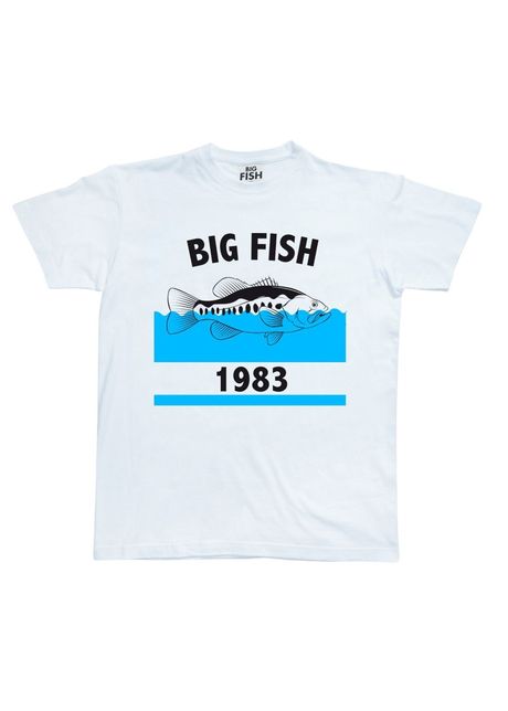T shirt big fish bass bleu