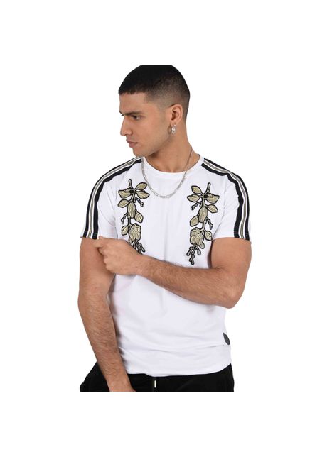 T shirt round neck contrasting bands project x paris patch floral