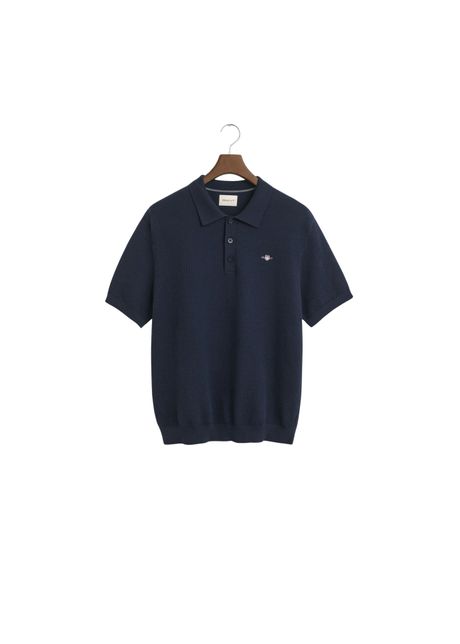Textured cotton polo gant