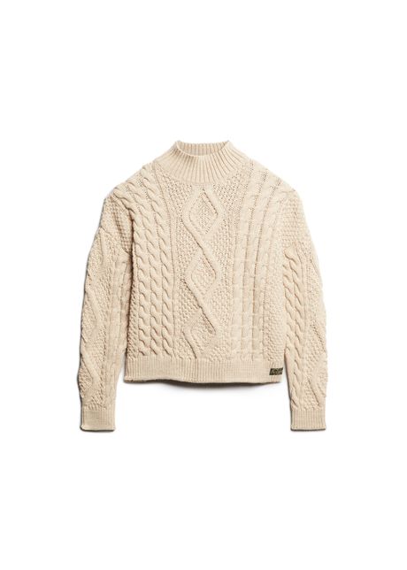 Women s knitted polo sweater superdry aran cable