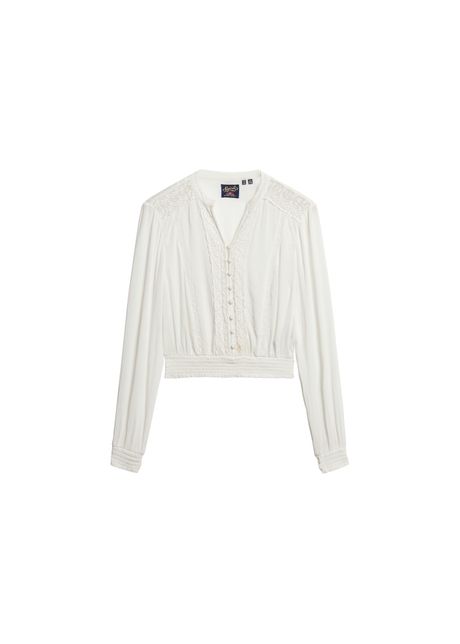 Women s long sleeved smocked blouse superdry