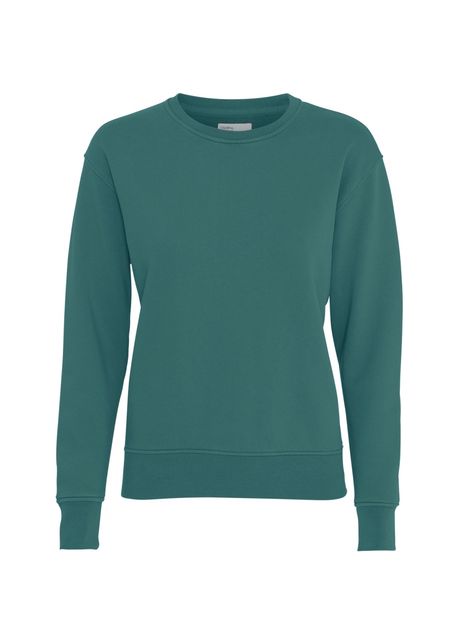 Women s round neck sweater colorful standard classic organic ocean green